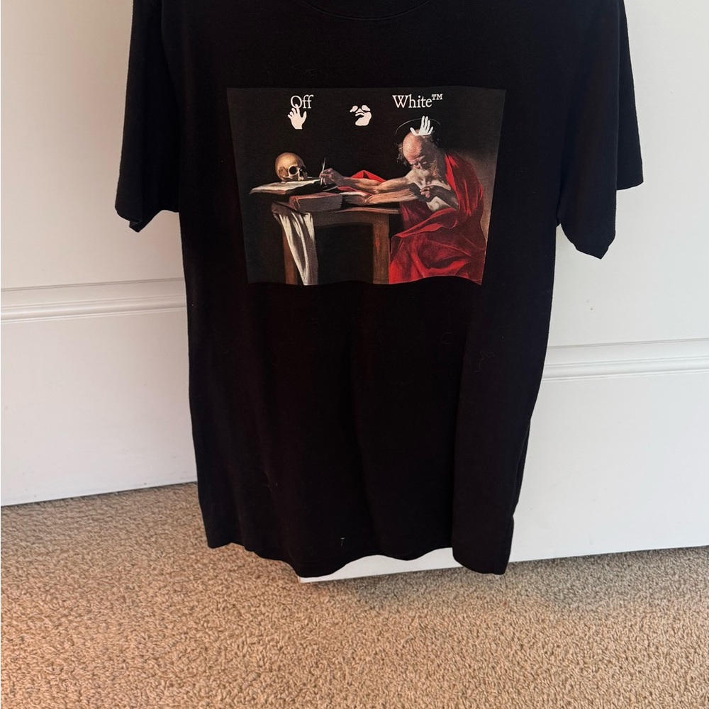 Off-White Black and Red Artistic Tee
